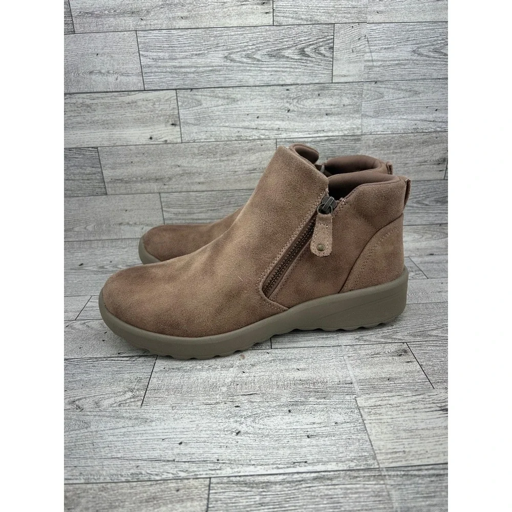 Skechers Relaxed Fit‎ Mushroom Brown Ankle Boots 158952 Women Size 8 Memory Foam